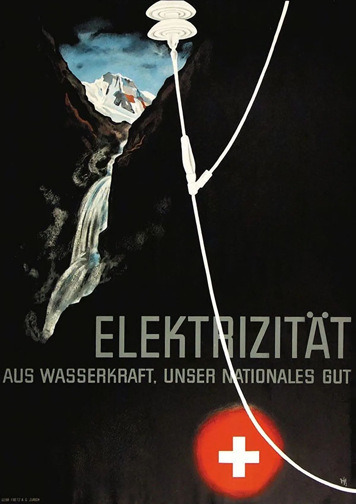 Werbeplakat für Schweizer Wasserkraft aus dem Jahr 1936